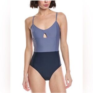 Summersalt Swan Dive One Piece Swimsuit Blue Colorblock Cutout Size 4